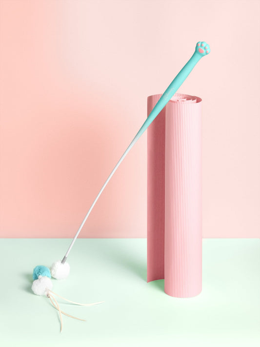 Cat Toy Teaser Wand - Retractable & Fun - Coral Blue