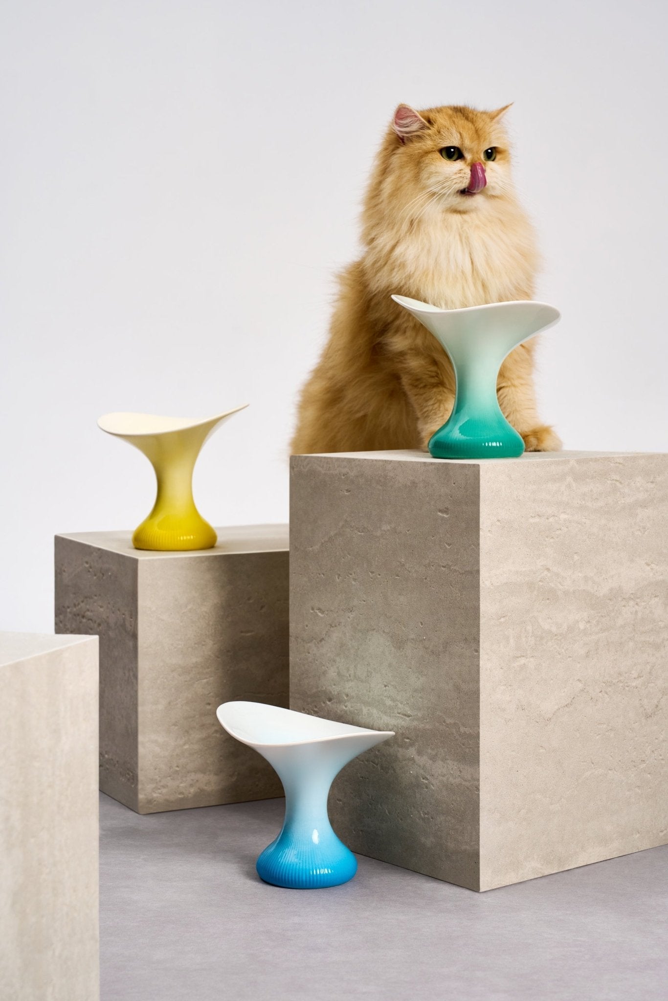 Ceramic Cat Food Bowl - Ocean Blue - Elevated & Handmade